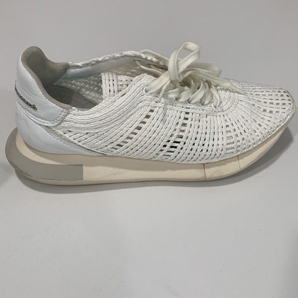 Manuel Barcelo Laval Napalin White Rafia Leather Sneakers - Picture 2 of 8
